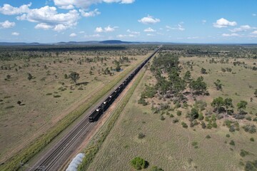 Aerial photo of coal train near Coppabella Queensland Australia