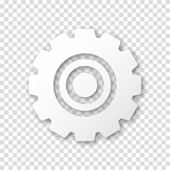 Gear icon, flat design. Machine sprocket gear icon. Realistic vector cogwheel sign symbol on a transparent background.