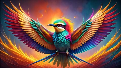 Obraz premium strong wings spread freedom empowerment courage fierce bold vibrant colors action