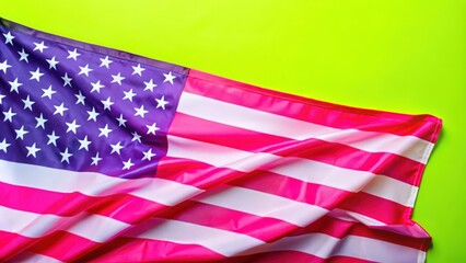 Fototapeta premium Pink and White American Flag on Green Background