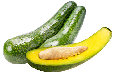 Fresh Avocados on white background, Fresh Long Neck Avocados isolate on white background PNG File.
