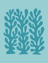 Abstract Sea Coral Vector Icon. Seaweed Organic Silhouette for Contemporary Summer Design, Logo, Print. Boho Hand Drawn Reef Form. Modern Poster with Irregular Cutout Coral Shape. Naive Art Style