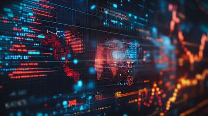 Fototapeta premium charts and graphs with statistics to analyze business potential and forecast future development of companies growth.