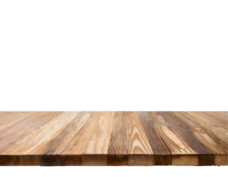 empty wooden table front view on a white isolated background. Generative AI.