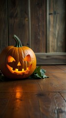 Obraz premium halloween pumpkin on wooden table