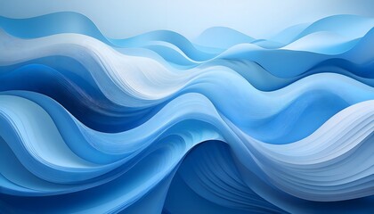 Obraz premium blue gradient abstract wave patterns, fluid and dynamic lines in a modern digital art composition, soothing and serene background