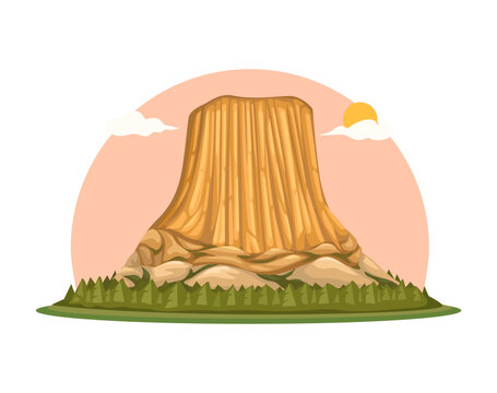Devil Tower National Monument In Wyoming USA Illustration Vector