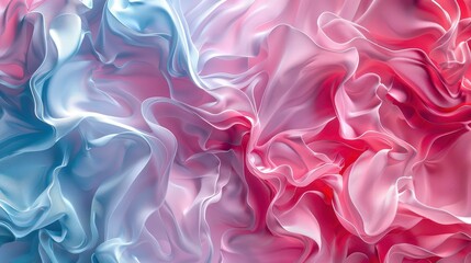 Obraz premium An abstract swirl of soft silk fabric in pink and blue colors, creating a wavy and flowing visual texture perfect for backgrounds.