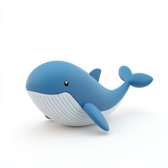 Obraz premium 3D render of a plasticine blue whale on a white background