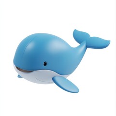 3D render of a plasticine blue whale on a white background