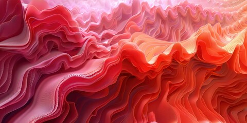 Stunning abstract wave pattern in bright red hues, showcasing fluid shapes and intricate textures, perfect for modern design projects.