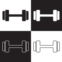 Dumbbell  icon. isolated on white and black background. Vector illustration. EPS 10