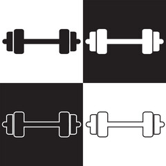 Dumbbell  icon. isolated on white and black background. Vector illustration. EPS 10