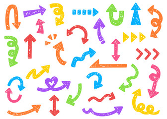 手書きの矢印セット、ポップな矢印
