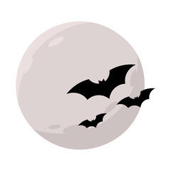 Moon and bats illustration