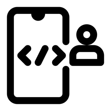 recommend clip art: mobile app, developer, app developer, mobile developer, mobile programmer, programmer outline icon