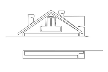 Continuous drawing of one line of a home. Insurance concept. Building isolated on a white background. Vector illustration