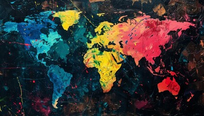 Vibrant World Map Painting
