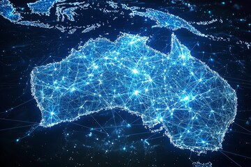 Naklejka premium Digital map of australia network connectivity created with generative ai