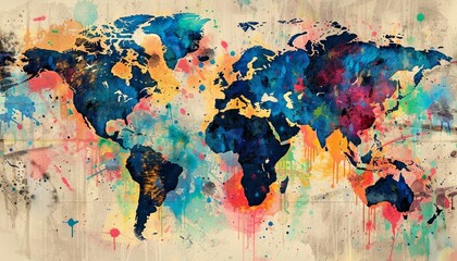 Colorful Abstract World Map