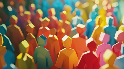 Obraz premium An abstract, colorful illustration of numerous human figures, giving a sense of diversity and togetherness in a modern and vibrant way.