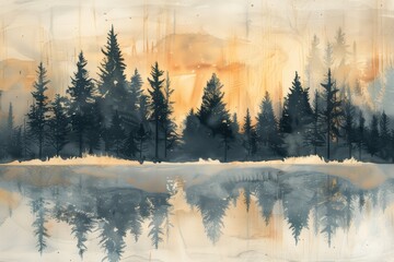 misty morning in the forest sun landscape