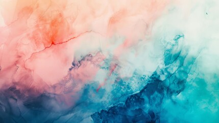 Obraz premium A striking abstract painting with vibrant splashes of blue and pink hues blending together, creating a visually captivating composition.
