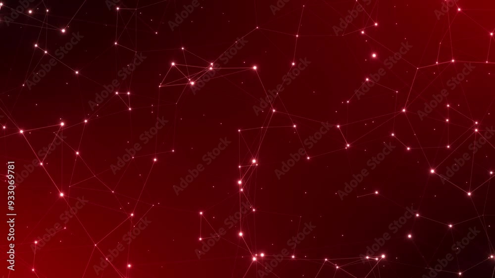 Poster Evolving network web red animation, plexus abstract background