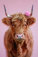 Scottish highlander cow pastel fine art