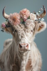 Scottish highlander cow pastel fine art