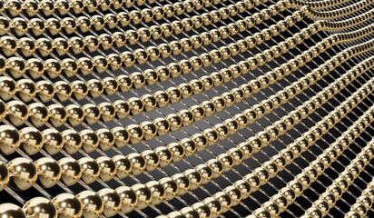 Abstract background with golden spheres - 3D illustration