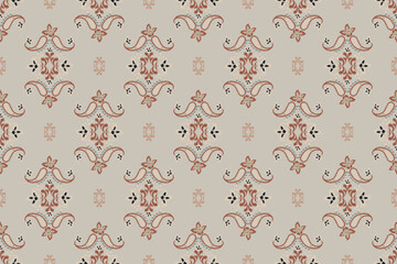 Ikat tribal Indian seamless pattern. Ethnic Aztec fabric carpet mandala ornament native boho chevron textile.Geometric African American oriental traditional vector illustrations. Embroidery style.