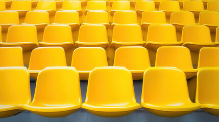 Fototapeta premium Vibrant yellow seating in an open-air arena, creating a lively atmosphere for sports events and gatherings, inviting fans to engage and enjoy the excitement of the game.