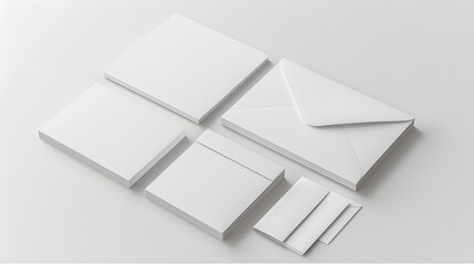 Corporate stationery set mockup at white textured paper background. 