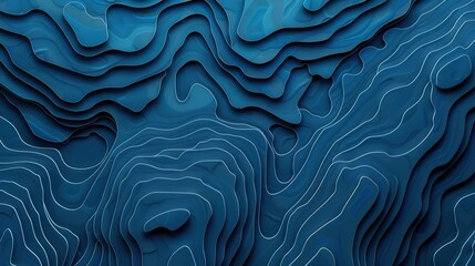 Fototapeta premium Dark Blue Topographic Map, intricate contour lines create a visually striking representation of elevation changes, cool tones enhance the depth and detail of the landscape.