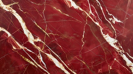 Fototapeta premium Opulent Red Marble Elegance, showcasing vibrant red with striking white and gold veins, adds a touch of dramatic luxury to any sophisticated space or setting.