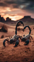 Image of Scorpions at Sunset Banner in Desert Landscape printed on Printed Glass Splashbacks
