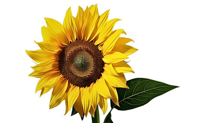 Obraz premium A bright sunflower with large, yellow petals set against a solid png background.