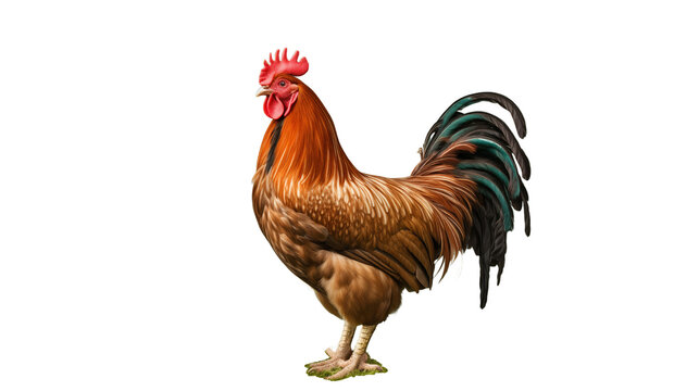 A proud rooster, standing tall against on png  background