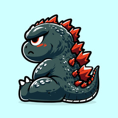 Cute Reptile Monster, Dinosaur Cartoon Illustration