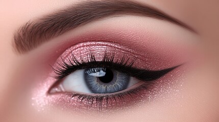 Fototapeta premium Close-up of beautiful eye makeup with sparkling eyeshadow