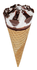 Chocolate ice cream in waffle cone