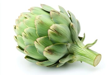 Fototapeta premium Fresh green artichoke isolated on white background