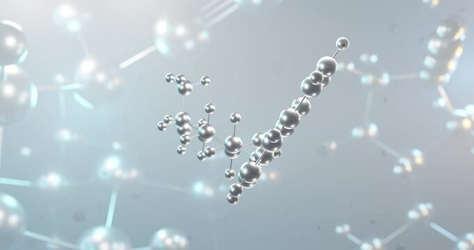 Propanolol rotating 3d molecule, molecular structure of beta blocker, seamless video