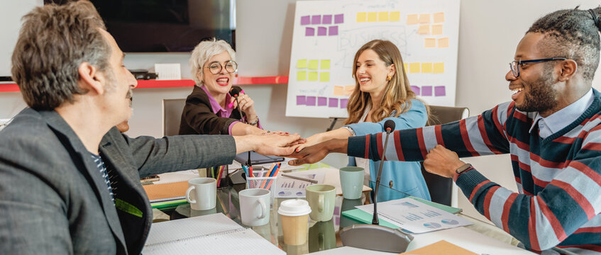 Diverse team collaboration, creative business meeting, inclusive workplace, multicultural professionals, innovation brainstorming