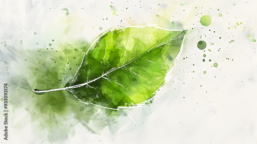 Sticker leaf watercolor style