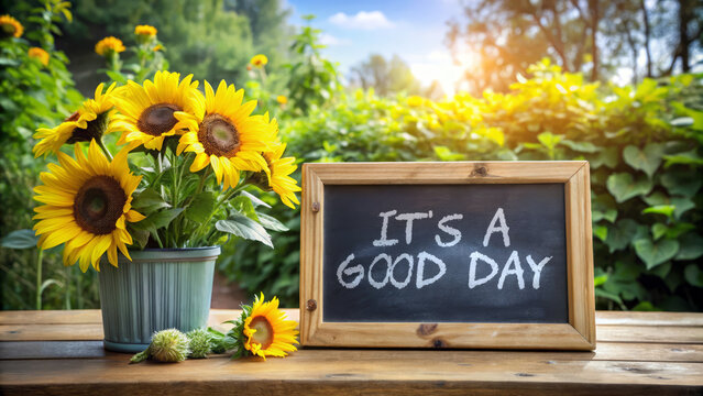 It's a Good Day - Sunflowers and Chalkboard.