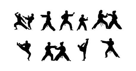 vector illustration of karate martial arts silhouette