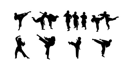 vector illustration of karate martial arts silhouette
