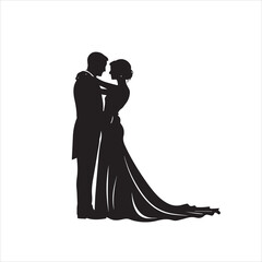 silhouette of bride and groom